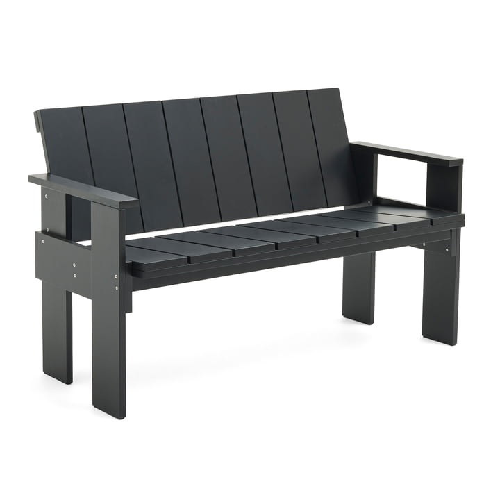 Crate Dining Bench, zwart van Hay