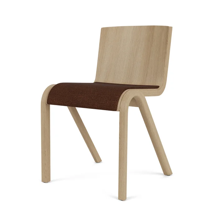 Audo - Ready Dining Chair, zitkussen, eiken naturel / bordeaux bouclé