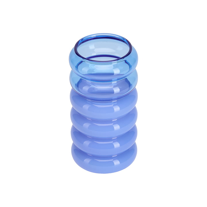 Bubble - 2 in 1 vaas & Kaarshouder, H 13,5 cm, blauw / melkachtig blauw by Design Letters