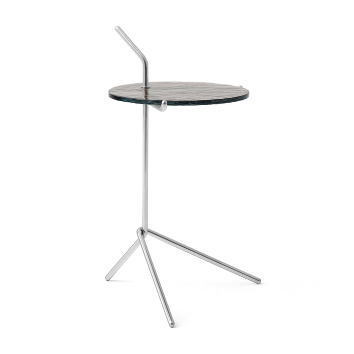 Halten Side Table SH9, gerookt glas / gepolijst roestvrij staal van & Tradition