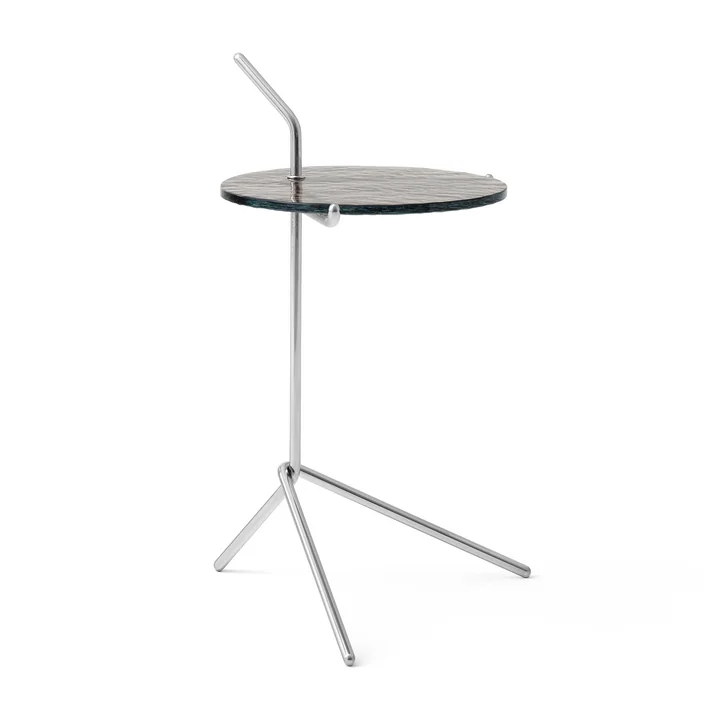 Halten Side Table SH9, gerookt glas / gepolijst roestvrij staal van & Tradition