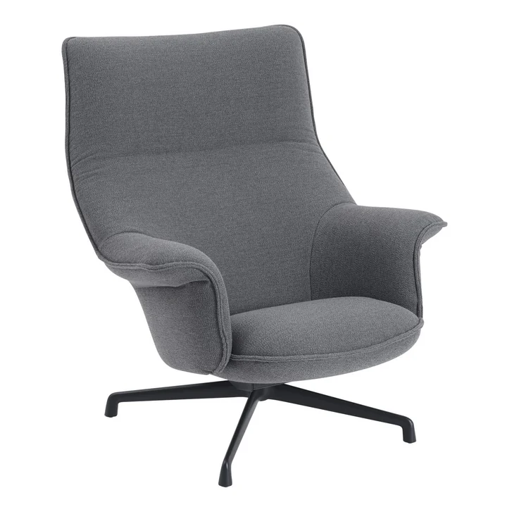 Doze Lounge Chair antracietzwarte draaivoet / grijze afdekking (Ocean 80) van Muuto