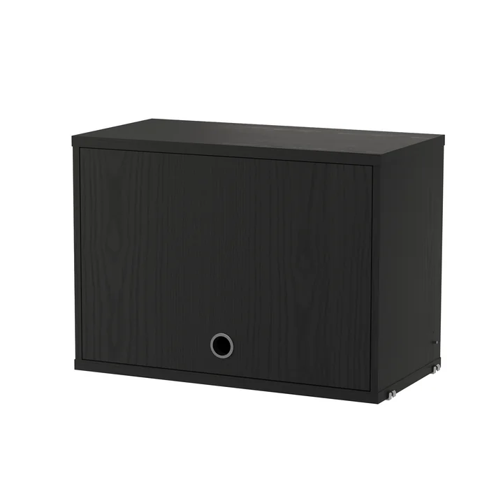 String - Kastelement met draaideur, 58 x 30 cm, zwart gebeitst essenhout