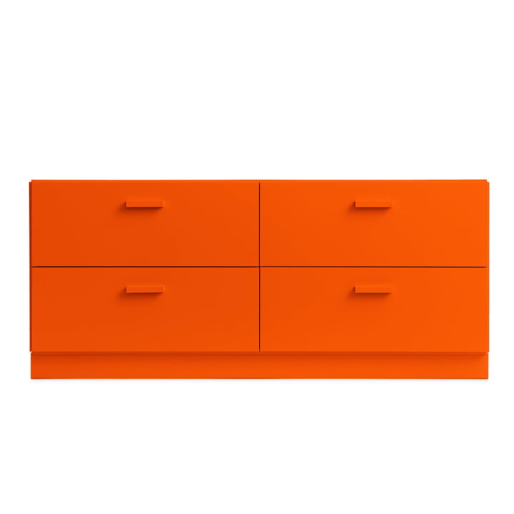 String - Relief Commode met sokkel, laag, 123 x 41 x 46,6 cm, oranje