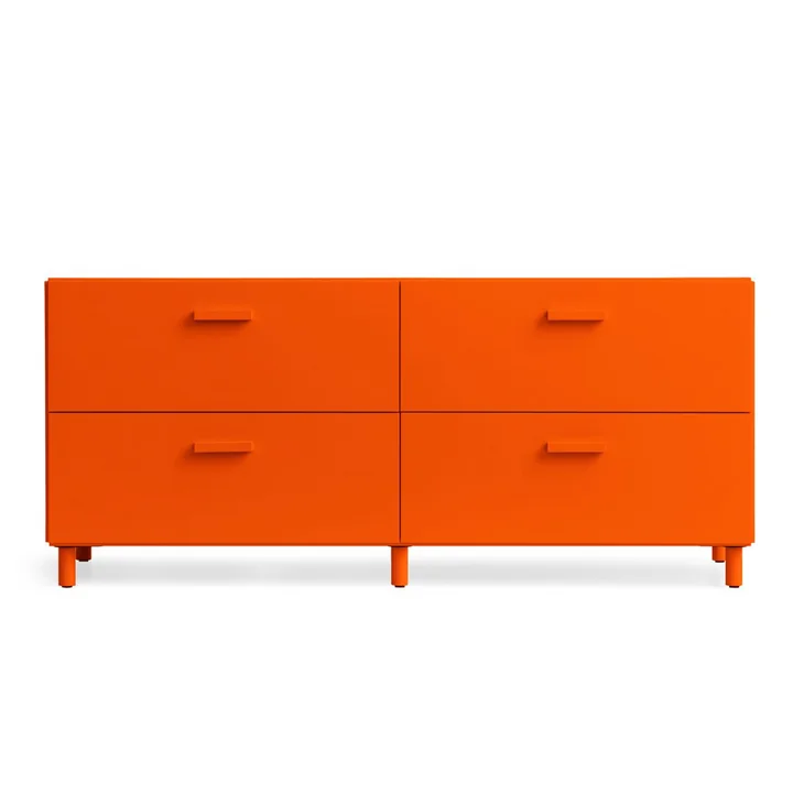 String - Relief Commode met poten, laag, 123 x 41 x 46,6 cm, oranje