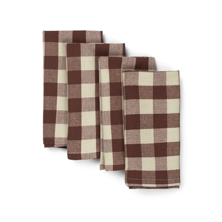 Bothy Check Servet (set van 4), kaneel/grijs-groen by Ferm Living