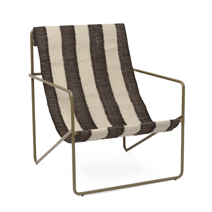 Desert Lounge Chair, olijf / gebroken wit, chocolade van Ferm Living