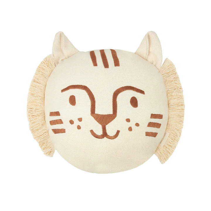 Nobodinoz - Tijgerkussen, 35 x 30 cm, bruin / naturel