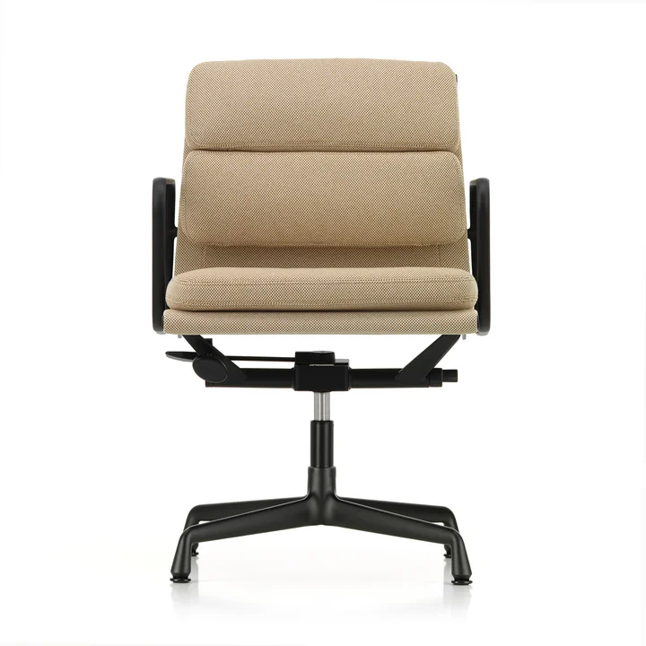 EA 231 Soft Pad Bureaustoel met armleggers diepzwart, draaibaar, Laser RE, papyrus/crème van Vitra