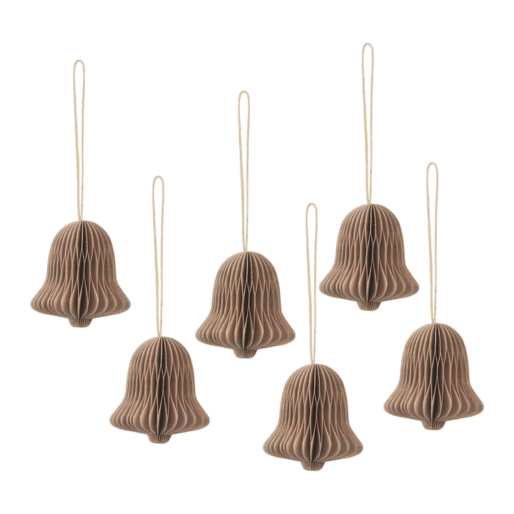 Klokkenstoel decoratieve hanger, Ø4,5 x H5 cm, Natuurlijk bruin (set van 6) van Broste Copenhagen