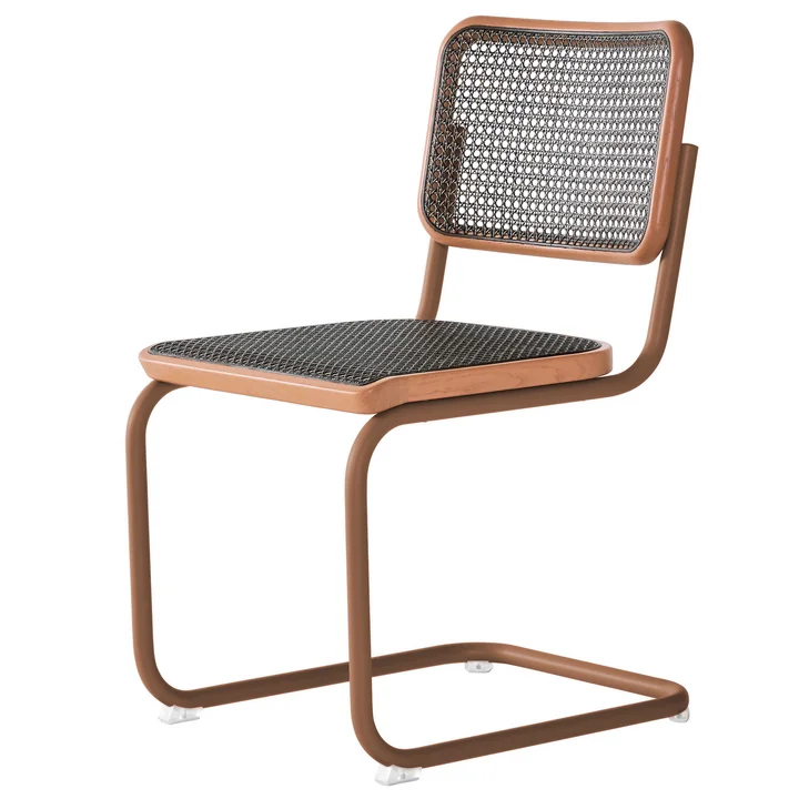 Thonet - S 32 V Stoel, vlechtwerk Dark Melange, rozenhout