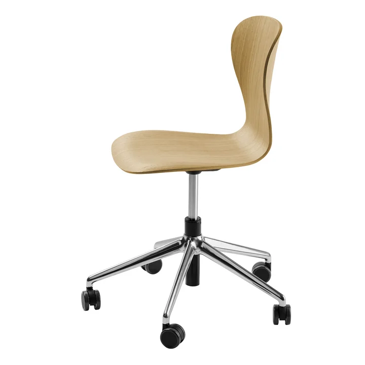 Thonet - S 220 DRW Bureaustoel met wielen, eiken / gepolijst aluminium frame
