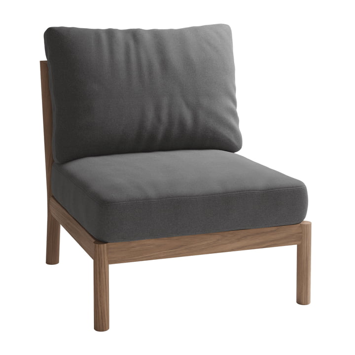 Skagerak Tradition Outdoor zitbank middenmodule, teak / houtskool by Fritz Hansen