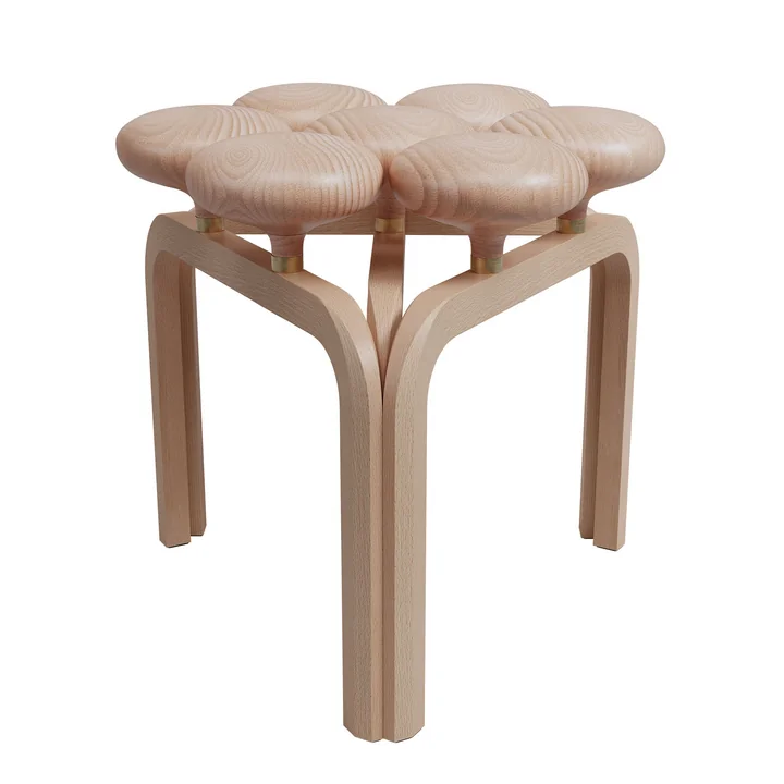 Utzon Kruk, geolied wit gepigmenteerd beuken / onbehandeld messing van Fritz Hansen
