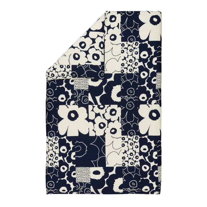 Unikko Kollaasi dekbedovertrek, 150 x 210 cm, linnen / dark navy by Marimekko