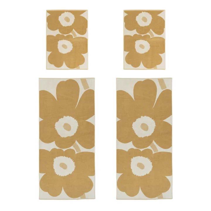Marimekko - Unikko Handdoek & Badhanddoekenset, gebroken wit / stro (set van 4)