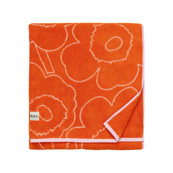 Piirto Unikko badlaken, 100 x 160 cm, burnt orange / roze by Marimekko