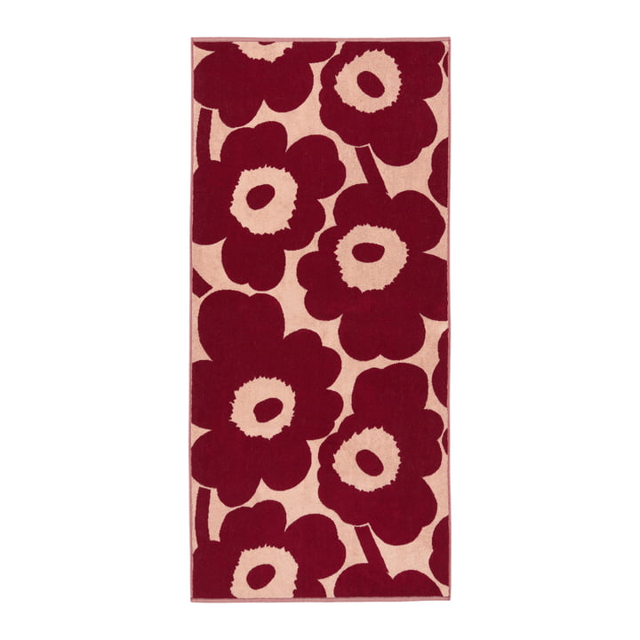 Marimekko - Unikko Badhanddoek, 70 x 150 cm, roze/donkerkersen