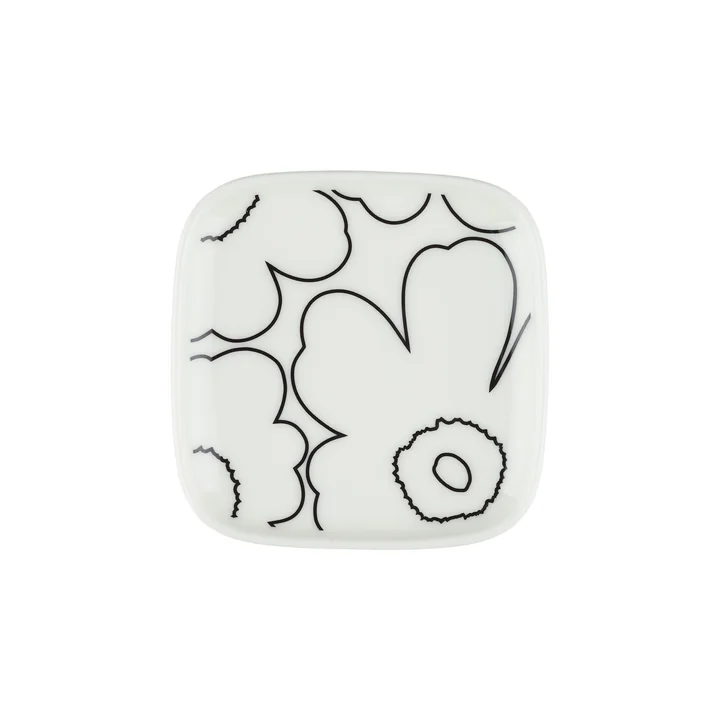Oiva Piirto Unikko bord, 10 x 10 cm, wit/zwart van Marimekko