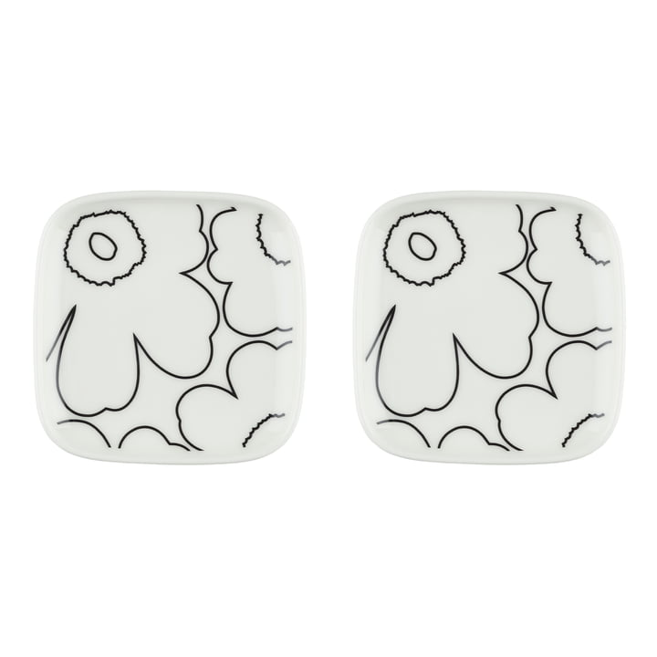 Oiva Piirto Unikko bord, 10 x 10 cm, wit / zwart (set van 2) vanaf Marimekko