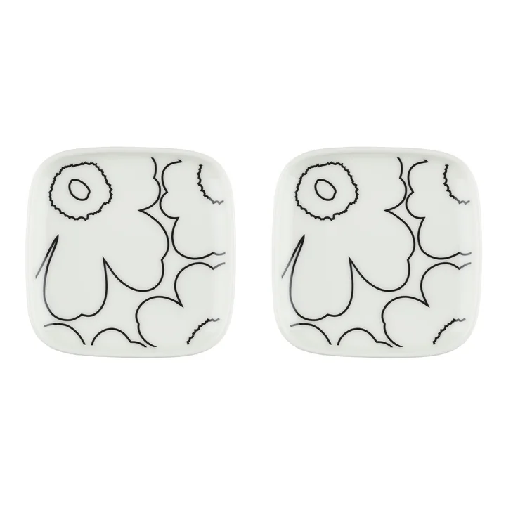 Oiva Piirto Unikko bord, 10 x 10 cm, wit / zwart (set van 2) vanaf Marimekko