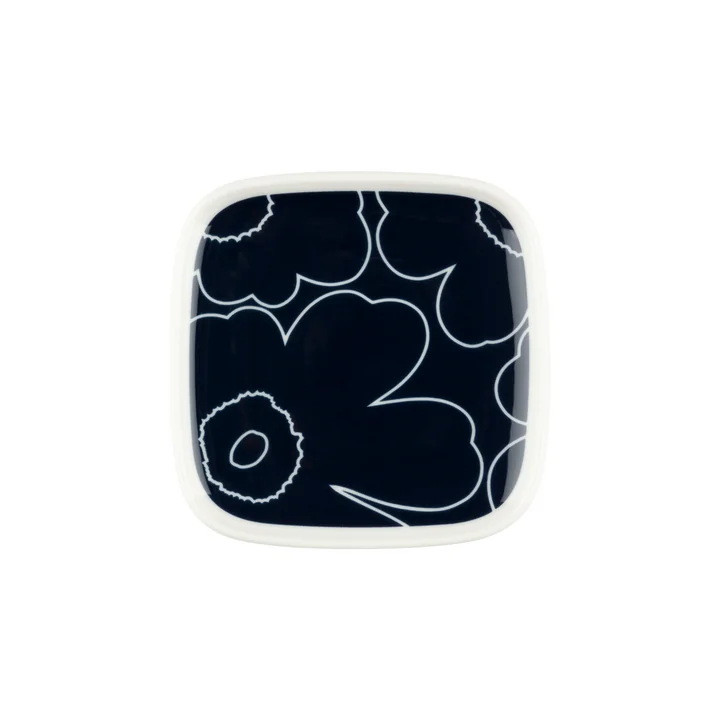 Oiva Piirto Unikko bord, 10 x 10 cm, wit/donkerblauw van Marimekko