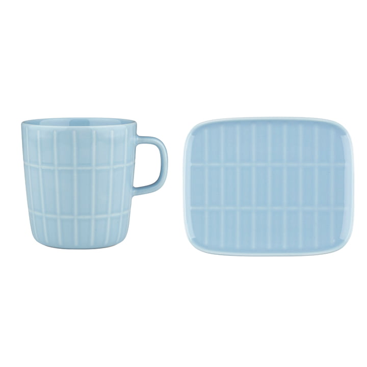 & & Tiiliskivi mok met handvat Serveerbord, 400 ml 15 x 12 cm, lichtblauw (set van 2) by Marimekko