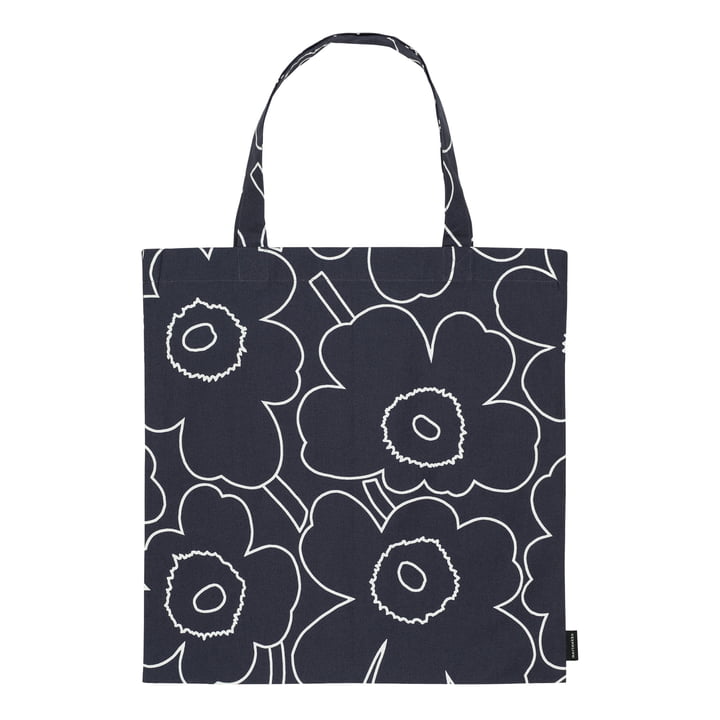 Pieni Piirto Unikko katoenen tas, zwart/wit van Marimekko