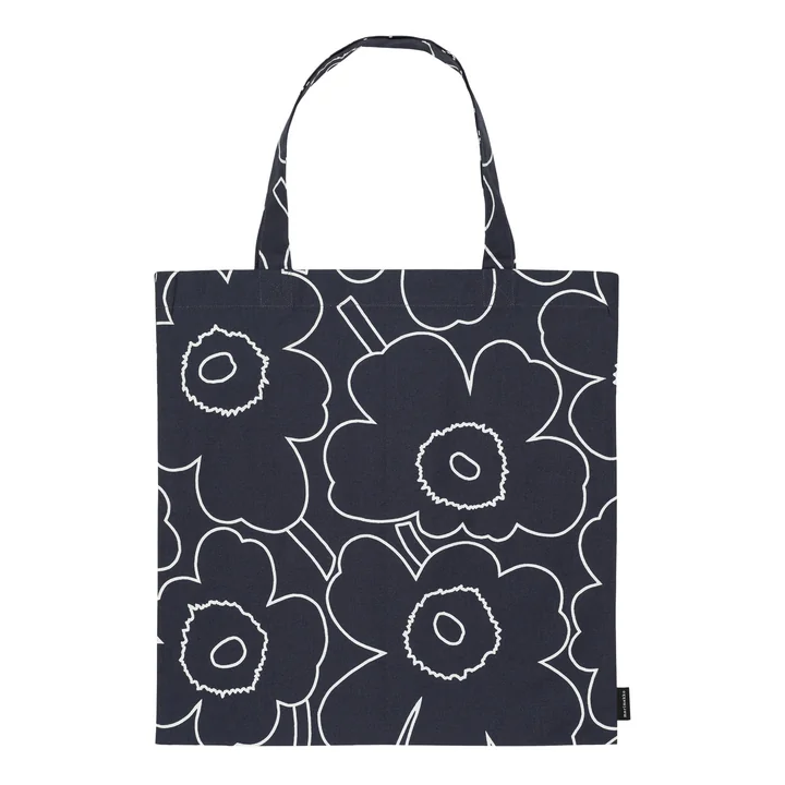 Pieni Piirto Unikko katoenen tas, zwart/wit van Marimekko