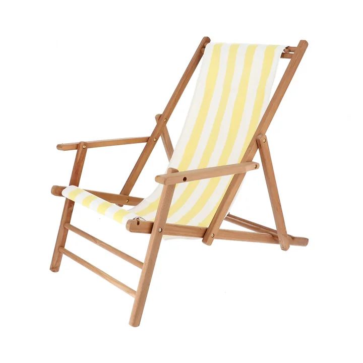 Jan Kurtz Maxx Deckchair Designers Guild - Teak, bekleding Strepen geel