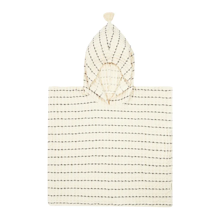 Portofino Poncho, zwarte strepen grote wafel van Nobodinoz