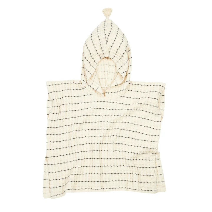 Portofino Poncho, zwarte strepen grote wafel van Nobodinoz