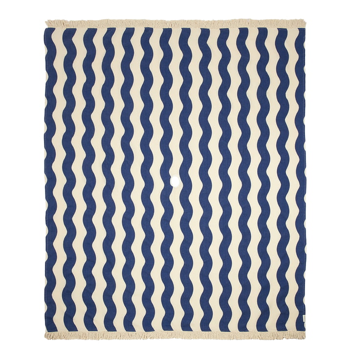 Portofino Strandlaken XL, 146 x 175 cm, blauwe golven wafel van Nobodinoz