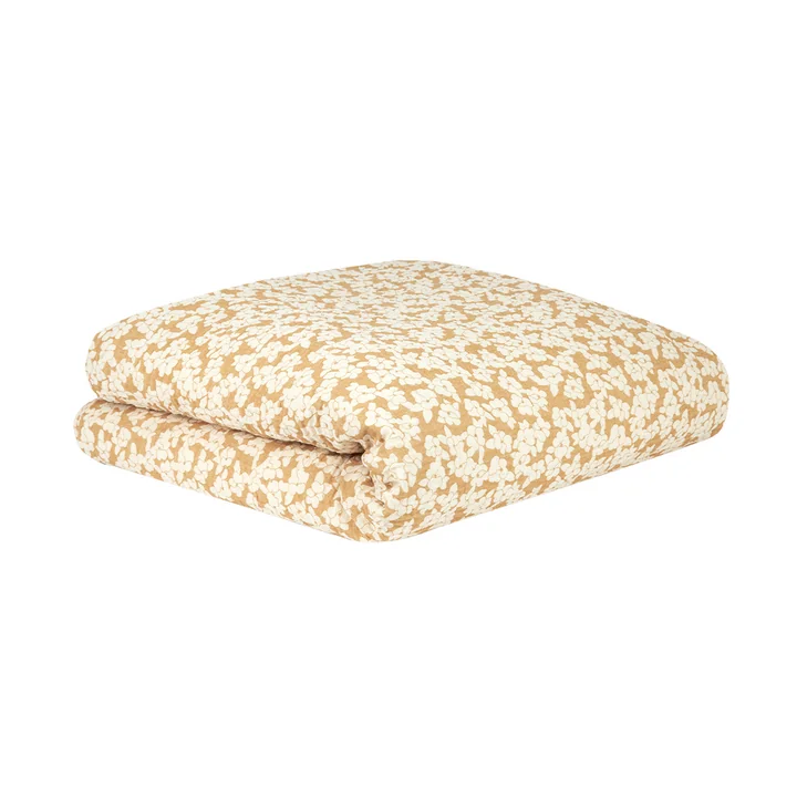 Wabi Sabi Mousseline dekbedovertrek, 150 x 200 cm, goudbruin sakura van Nobodinoz