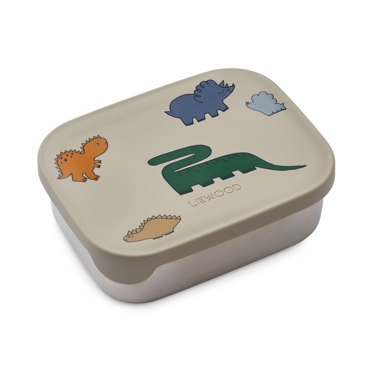 LIEWOOD - Arthur Lunchbox met deksel, Dinosaurussen, mist