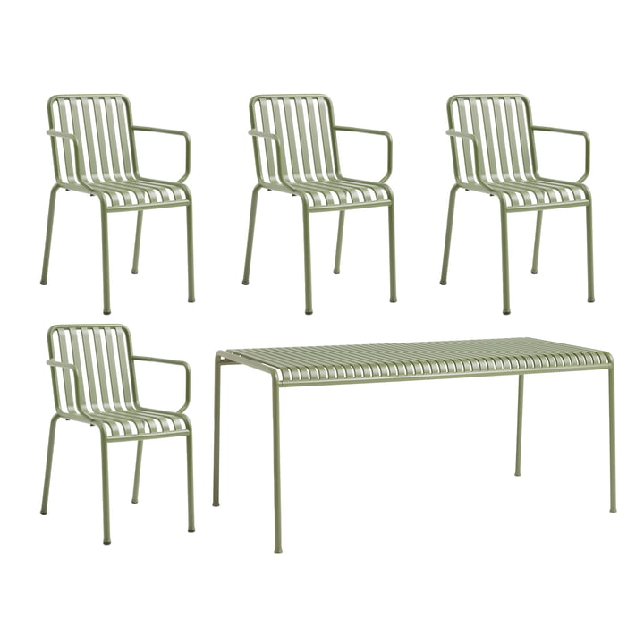 Hay - Palissade Tafel + 4x fauteuil, salie (exclusieve editie)