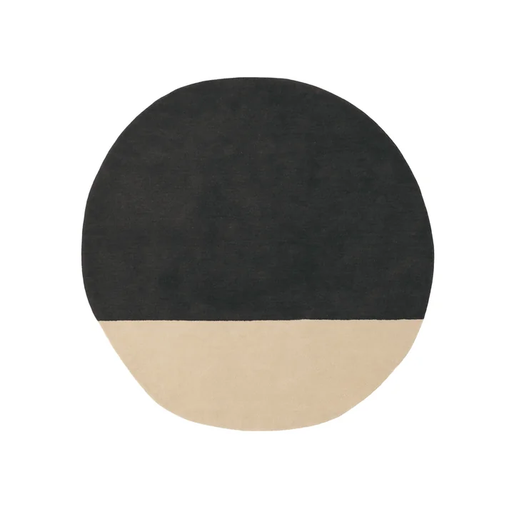 Parelmoer wollen vloerkleed, 150 x 148 cm, zwart van nanimarquina