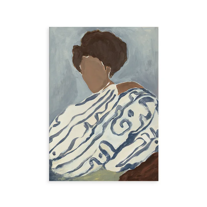 Blauwe Krullen Poster van Paper Collective