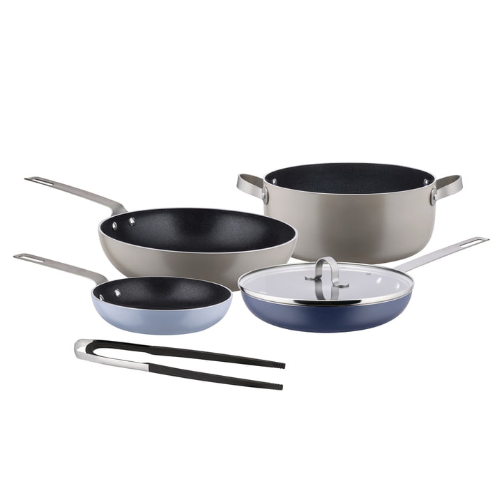 Alessi - Tama Pannenset, grijs/blauw (6-delig)