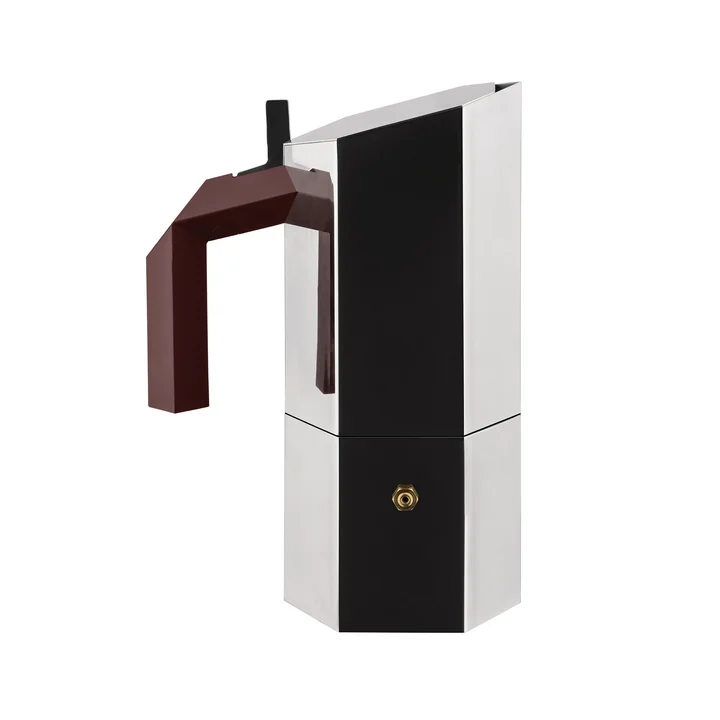 Alessi Menhir - Espressomachine, 30 cl, zilver / bordeaux