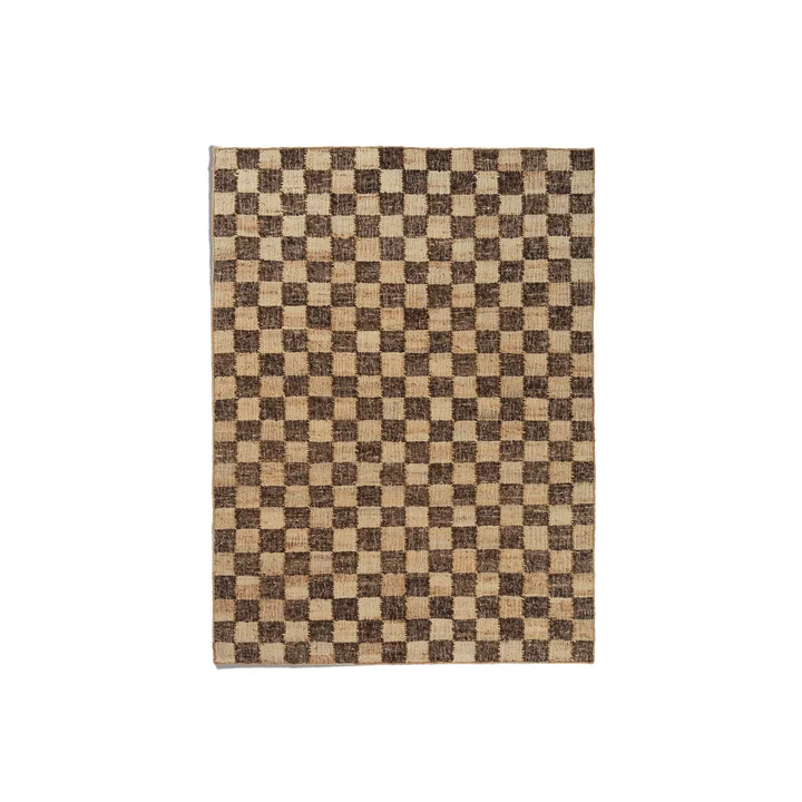 Check Ferm Living - Vloerkleed van wol-jute, 140 x 200 cm, koffie / naturel