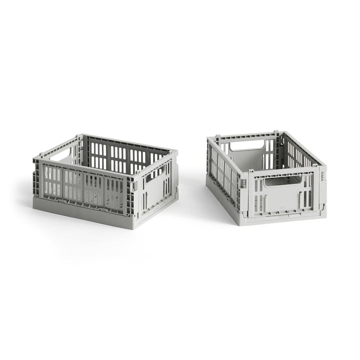 Colour Crate light grey recycled Minimandje, 17 x 13 cm,, (set van 2) van Hay