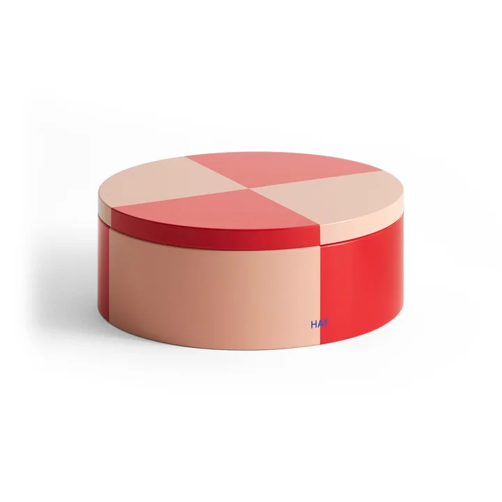 Blikken Container rond, rood/zachtroze by HAY
