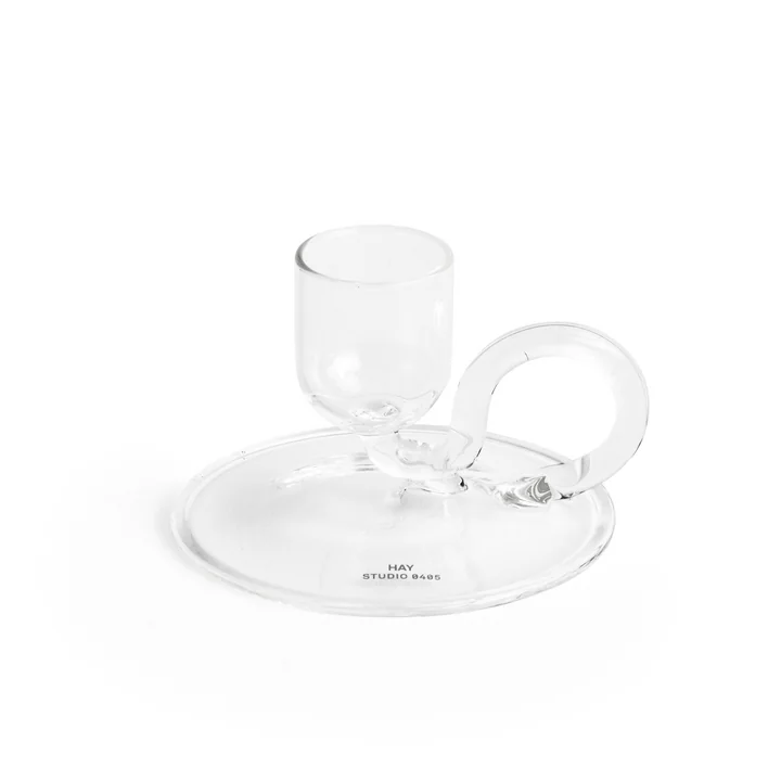 Kleine kaarsenhouder gebogen, Ø 7 x H 5 cm, helder by HAY