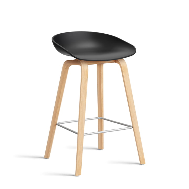 Hay About A Stool AAS 2. - 32 H 75 cm, gezeept eiken / roestvrij staal / zwart 0