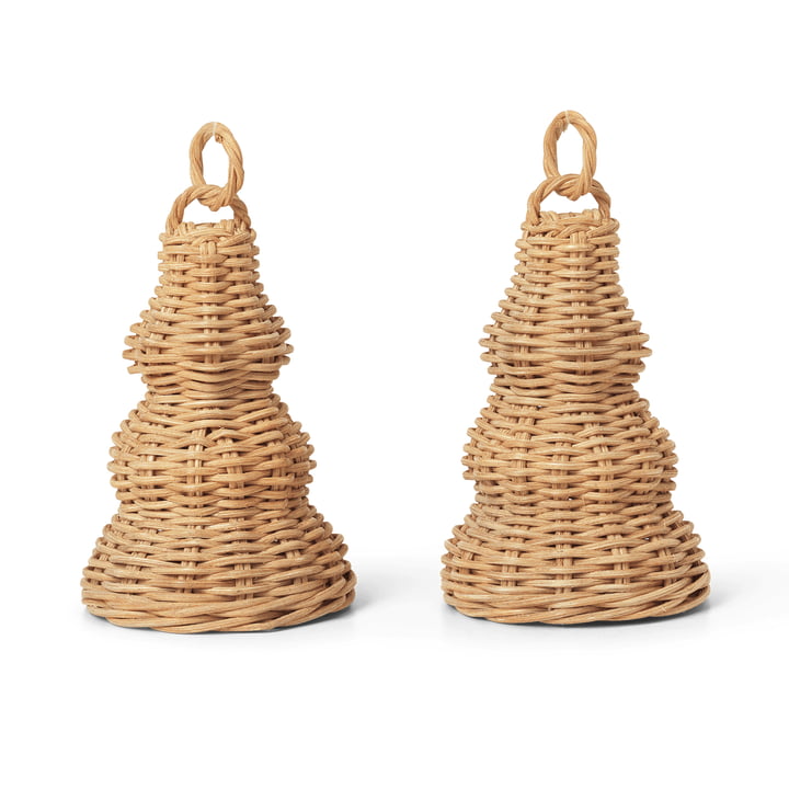 Gevlochten bel kerstballen, naturel (set van 2) by ferm Living