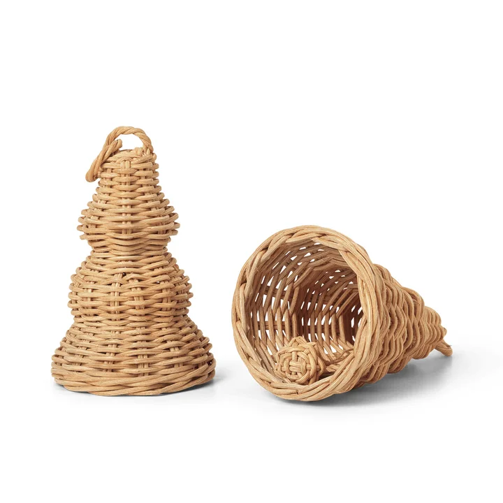 Gevlochten bel kerstballen, naturel (set van 2) by Ferm Living