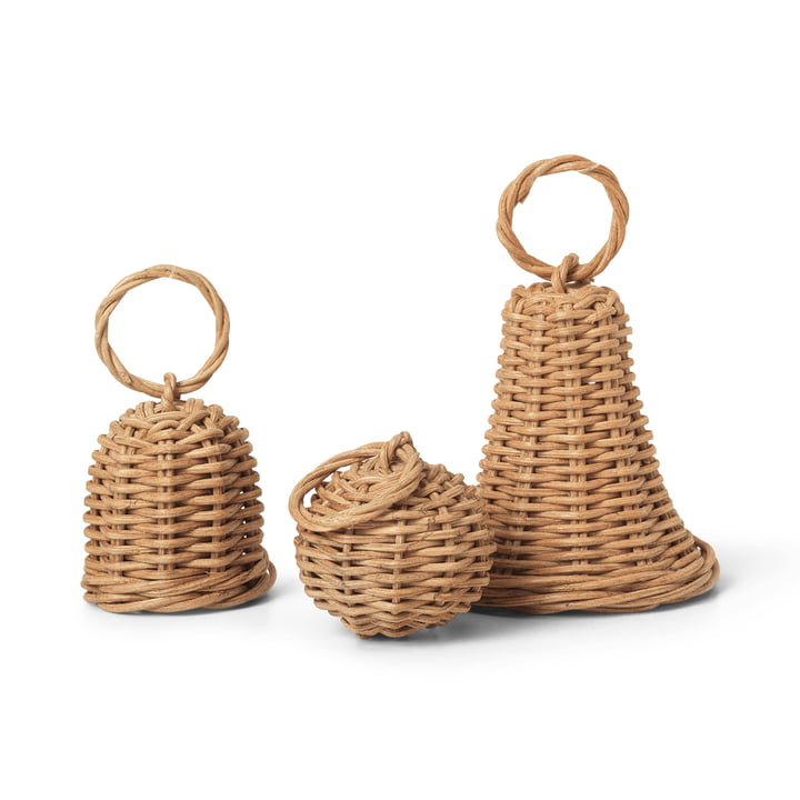 Gevlochten bel kerstballen, naturel (set van 3) by ferm Living