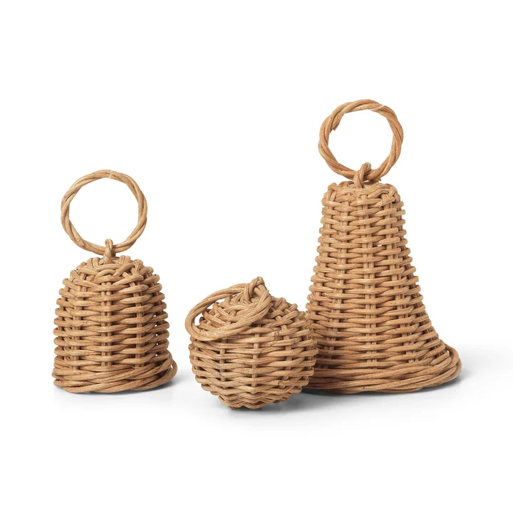 Gevlochten bel kerstballen, naturel (set van 3) by Ferm Living