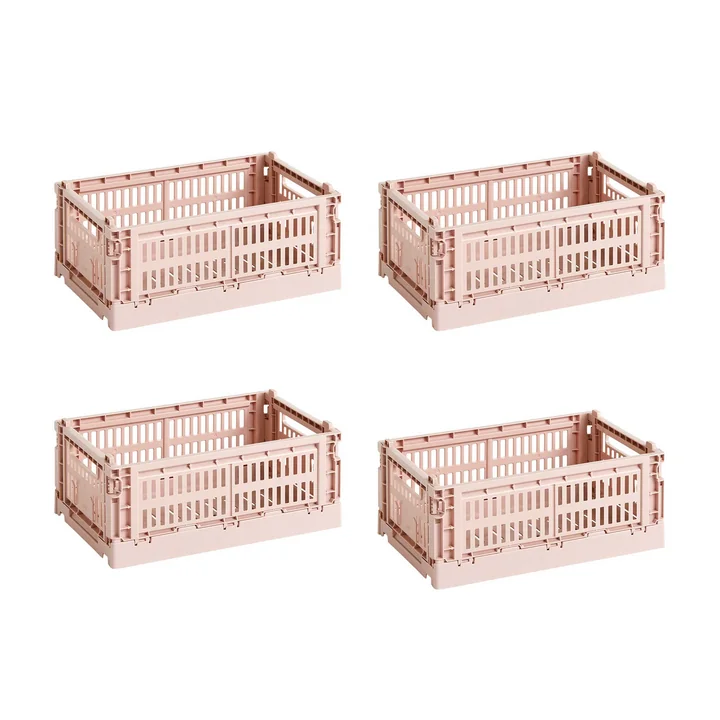 HAY - Colour Crate Mand S, 26,5 x 17 cm, blush, recycled (set van 4)